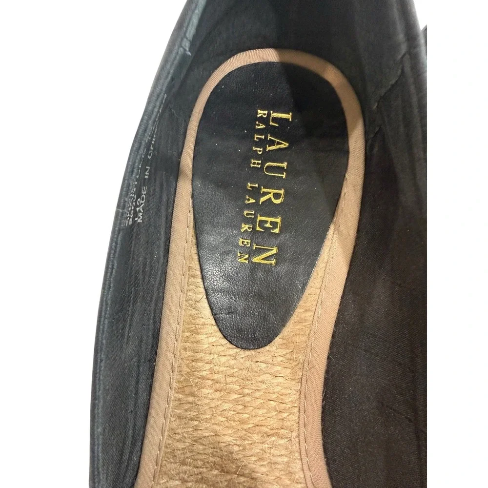 Lauren Ralph‎ Lauren Cecilia Espadrille Wedges Black Shantung Size 7.5 Women's